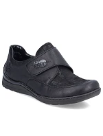 Dámské polobotky s suchým zipem, pohodlné, černé, Rieker 48954-00 Dámské polobotky s suchým zipem, pohodlné, černé, Rieker 48954-00