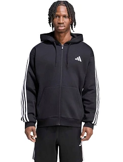 Pánská mikina adidas Essentials 3-Stripes Fleece Full-Zip Hoodie, černá, KY6559