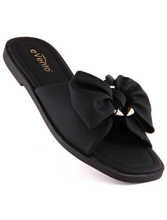 Dámské ploché žabky s mašlí černé eVento 5479