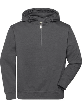 Daiber JN 839 Prac. mikina z bio bavlny, kapuce, "1/4" zip 02.0839 dark melange Daiber JN 839 Prac. mikina z bio bavlny, kapuce, "1/4" zip 02.0839 dark melange