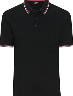 Daiber JN 1306 Pánské těžké piqué polo s proužky 02.1306 black/white/red