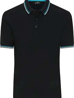 Daiber JN 1306 Pánské těžké piqué polo s proužky 02.1306 black/white/turquoise