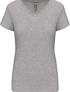 Kariban K 3015 Dámské elastické tričko s výstřihem do V 20.3015 light grey heather