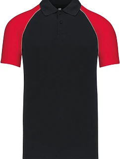 Kariban K 226 Baseballové piqué polo 20.K226 black/light grey/red