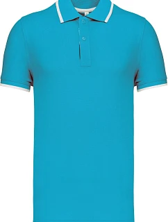 Kariban K 245 Pánské kontrastní piqué polo 20.K245 light turquoise/white/navy