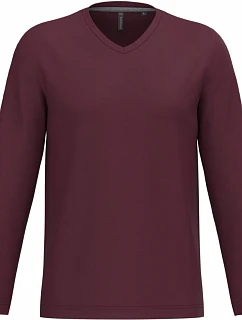 Kariban K 358 Pánské tričko do V s dl. rukávem 20.K358 wine