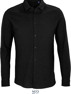 NEOBLU Basile Men Piqué košile s dlouhým rukávem 24.3777 deep black