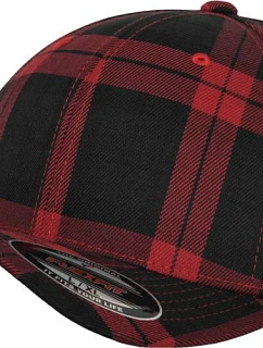 Flexfit 6197 6 panelová kšiltovka "Tartan Plaid" 55.6197 black/red