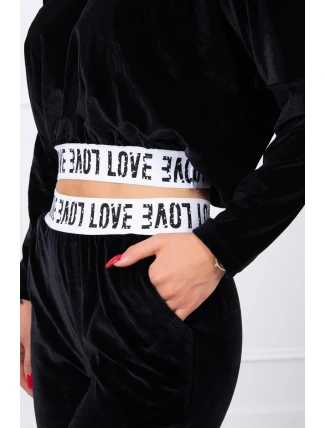 Velurová souprava s kapucí černá