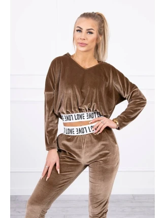 Velurová souprava s kapucí hnědá Velurová souprava s kapucí hnědá