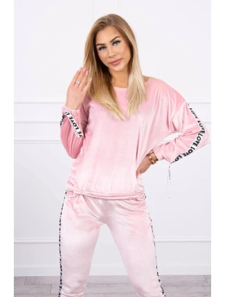 Love velur set pudrově růžový