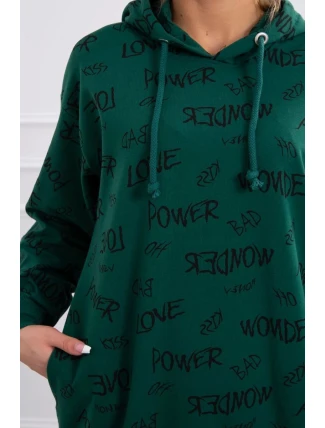 Mikina s nápisy zelená