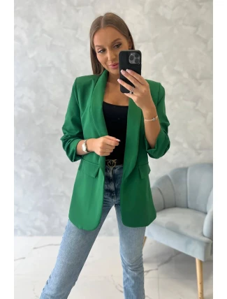 Bunda s klopou elegantní tmavě zelená Bunda s klopou elegantní tmavě zelená