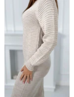 Svetr Šaty pruhované tmavě béžové Svetr Šaty pruhované tmavě béžové