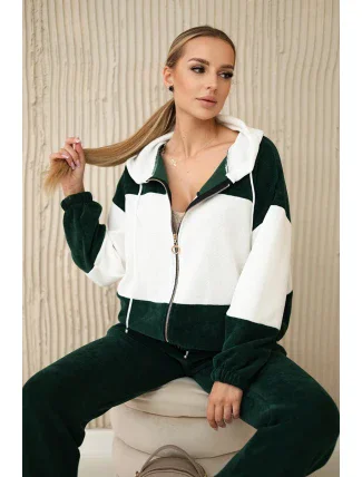 Souprava žebrovaného veluru mikina + kalhoty tmavě zelená Souprava žebrovaného veluru mikina + kalhoty tmavě zelená