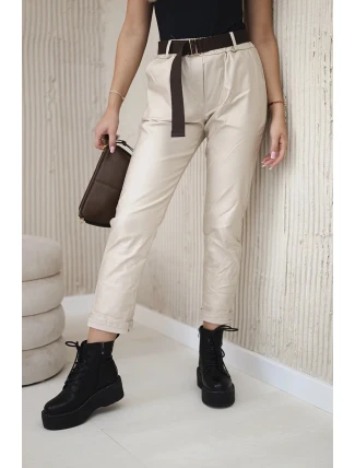 Voskované kalhoty s páskem béžový Voskované kalhoty s páskem béžový