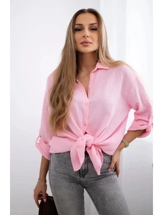 Bavlněná mušelínová košile světle růžová