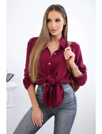 Bavlněná mušelínová košile burgundsko