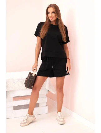 Dámský punto set s krátkými rukávy a šortkami černý
