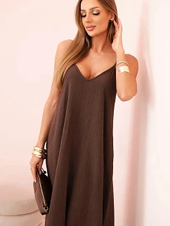 Mušelínové šaty na ramínka hnědá