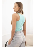 Dámská pruhovaná tílko s ozdobnou nášivkou mátová