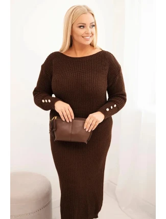 Dámská svetrková suknička Plus Size s mohair čokoládová