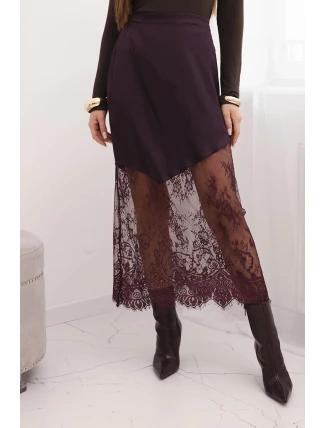 Dámská viskózová sukně s krajkou švestková