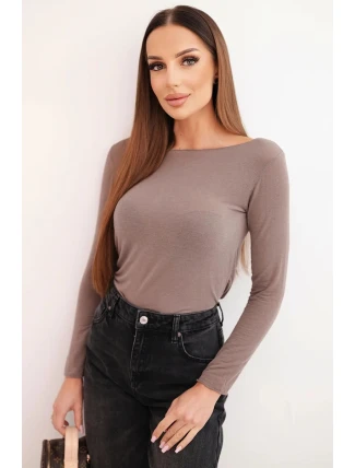 Dámská kašmírová blůza s dlouhým rukávem a kulatým výstřihem mocca Dámská kašmírová blůza s dlouhým rukávem a kulatým výstřihem mocca