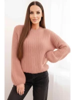 Svetr z mohairu dámský s nabíranými rukávy bordový