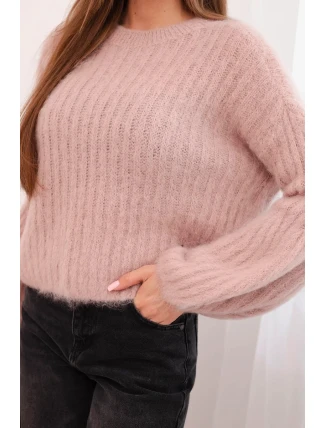 Svetr z mohairu dámský s nabíranými rukávy bordový