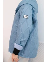 Dámská jarní prošívaná bunda s kapucí a jeansovým zipem, jeansová