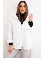 Dámská jarní prošívaná bunda s kapucí a zipem bílá