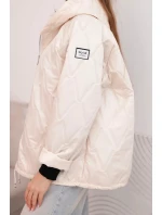 Dámská jarní prošívaná bunda s kapucí a zipem béžová