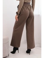 Dámské elegantní kalhoty s páskem a širokou nohavicí fango