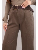 Dámské elegantní kalhoty s páskem a širokou nohavicí fango