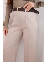 Dámské elegantní kalhoty s páskem a širokými nohavicemi béžové Dámské elegantní kalhoty s páskem a širokými nohavicemi béžové