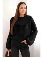 Svetr dámský z mohairu s bufáčovými rukávy malinová Svetr dámský z mohairu s bufáčovými rukávy malinová