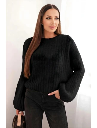 Svetr dámský z mohairu s bufáčovými rukávy malinová Svetr dámský z mohairu s bufáčovými rukávy malinová