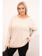 Dámská blůza Plus Size asymetrická s dlouhým rukávem béžová Dámská blůza Plus Size asymetrická s dlouhým rukávem béžová