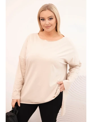 Dámská blůza Plus Size asymetrická s dlouhým rukávem béžová Dámská blůza Plus Size asymetrická s dlouhým rukávem béžová