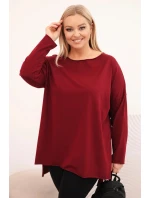 Dámská blůza Plus Size asymetrická s dlouhým rukávem bordová Dámská blůza Plus Size asymetrická s dlouhým rukávem bordová