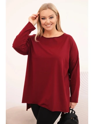 Dámská blůza Plus Size asymetrická s dlouhým rukávem bordová Dámská blůza Plus Size asymetrická s dlouhým rukávem bordová