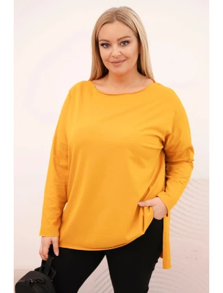 Dámská blůza Plus Size asymetrická s dlouhým rukávem hořčicová Dámská blůza Plus Size asymetrická s dlouhým rukávem hořčicová