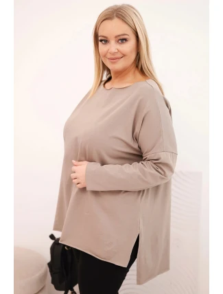 Dámská bavlněná blůza Plus Size asymetrická s dlouhým rukávem fango Dámská bavlněná blůza Plus Size asymetrická s dlouhým rukávem fango