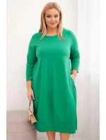 Dámská bavlněná sukně Plus Size s ohrnovacími rukávy a kapsami zelená Dámská bavlněná sukně Plus Size s ohrnovacími rukávy a kapsami zelená
