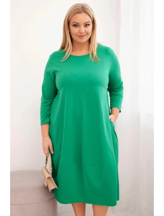 Dámská bavlněná sukně Plus Size s ohrnovacími rukávy a kapsami zelená Dámská bavlněná sukně Plus Size s ohrnovacími rukávy a kapsami zelená