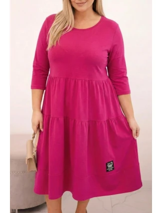 Dámská bavlněná sukýnka Plus Size s volánky a ohrnutým rukávem fuchsie