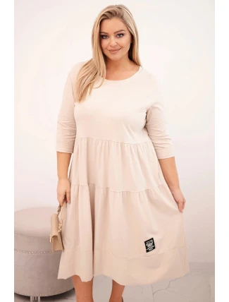 Dámská bavlněná sukni Plus Size s volány a ohrnutými rukávy béžová Dámská bavlněná sukni Plus Size s volány a ohrnutými rukávy béžová