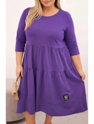Dámská bavlněná sukýnka Plus Size s volánky a ohrnutým rukávem fialová