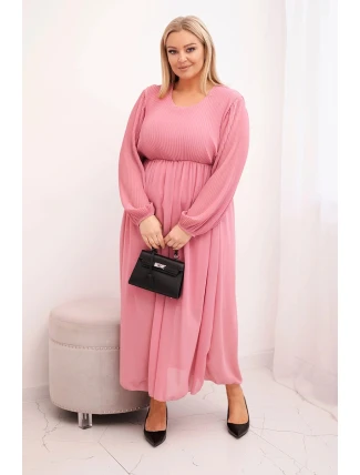 Dámská plisovaná sukně Plus Size z viskózy a s dlouhým rukávem tmavě růžová Dámská plisovaná sukně Plus Size z viskózy a s dlouhým rukávem tmavě růžová